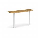 D-end desk extension table 1200mm wide with white legs - oak top