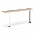 D-end desk extension table 1600mm wide with chrome legs - maple top