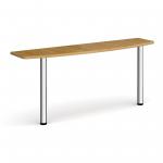 D-end desk extension table 1600mm wide with chrome legs - oak top