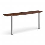 D-end desk extension table 1600mm wide with chrome legs - walnut top