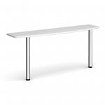 D-end desk extension table 1600mm wide with chrome legs - white top