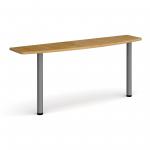D-end desk extension table 1600mm wide with graphite legs - oak top