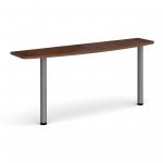 D-end desk extension table 1600mm wide with graphite legs - walnut top