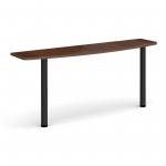 D-end desk extension table 1600mm wide with black legs - walnut top