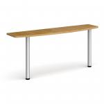 D-end desk extension table 1600mm wide with silver legs - oak top