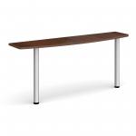 D-end desk extension table 1600mm wide with silver legs - walnut top