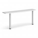 D-end desk extension table 1600mm wide with silver legs - white top