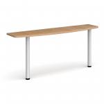 D-end desk extension table 1600mm wide with white legs - beech top