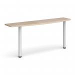 D-end desk extension table 1600mm wide with white legs - maple top