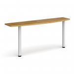 D-end desk extension table 1600mm wide with white legs - oak top