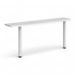 D-end desk extension table 1600mm wide with white legs - white top