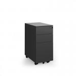 Steel 3 drawer narrow mobile pedestal - black SMPN3-K