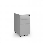 Steel 3 drawer narrow mobile pedestal - silver SMPN3-S