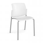Santana 4 leg stacking chair with plastic seat and back and chrome frame and no arms - white SNT100-C-WH