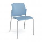 Santana 4 leg stacking chair with plastic seat and back and grey frame and no arms - blue SNT100-G-B