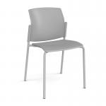 Santana 4 leg stacking chair with plastic seat and back and grey frame and no arms - grey