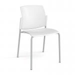 Santana 4 leg stacking chair with plastic seat and back and grey frame and no arms - white SNT100-G-WH