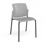 Santana 4 leg stacking chair with plastic seat and back and black frame and no arms - grey