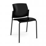 Santana 4 leg stacking chair with plastic seat and back and black frame and no arms - made to order SNT100-K-K