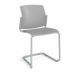 Santana cantilever chair with plastic seat and back and grey frame and no arms - grey