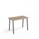 Sparta straight desk 1000mm x 600mm with A-frame legs - charcoal frame, oak top SP610-KO