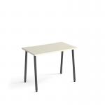 Sparta straight desk 1000mm x 600mm with A-frame legs - charcoal frame, white top SP610-WH