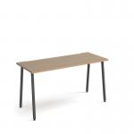 Sparta straight desk 1400mm x 600mm with A-frame legs - charcoal frame, oak top SP614-KO