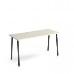 Sparta straight desk 1400mm x 600mm with A-frame legs - charcoal frame, white top SP614-WH
