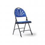Spira steel folding chair with blue fabric seat and matching back - 4 Units per box SPA100-K-BL