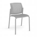 Santana 4 leg stacking chair with plastic seat and perforated back, chrome frame and no arms - grey SPB100-C-G