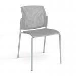 Santana 4 leg stacking chair with plastic seat and perforated back and grey frame and no arms - grey SPB100-G-G