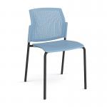 Santana 4 leg stacking chair with plastic seat and perforated back and black frame and no arms - blue SPB100-K-B