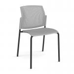 Santana 4 leg stacking chair with plastic seat and perforated back and black frame and no arms - grey SPB100-K-G