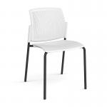 Santana 4 leg stacking chair with plastic seat and perforated back and black frame and no arms - white SPB100-K-WH