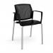 Santana 4 leg stacking chair with plastic seat and perforated back, chrome frame and fixed arms - black SPB101-C-K