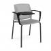 Santana 4 leg stacking chair with plastic seat and perforated back, black frame with arms and writing tablet - grey SPB102-K-G