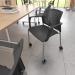 Santana 4 leg mobile chair with plastic seat and perforated back, chrome frame with castors and fixed arms - grey SPB201-C-G