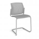 Santana cantilever chair with plastic seat and perforated back and grey frame and no arms - grey