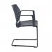 Santana cantilever chair with plastic seat and perforated back, black frame and fixed arms - black SPB301-K-K