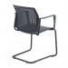 Santana cantilever chair with plastic seat and perforated back, black frame and fixed arms - black SPB301-K-K