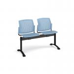 Santana perforated back plastic seating - bench 2 wide with 2 seats - blue