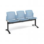 Santana perforated back plastic seating - bench 3 wide with 3 seats - blue