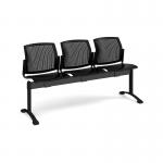 Santana perforated back plastic seating - bench 3 wide with 3 seats - black SPB-B3-K