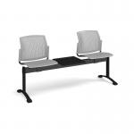 Santana perforated back plastic seating - bench 3 wide with 2 seats and table - grey