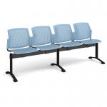 Santana perforated back plastic seating - bench 4 wide with 4 seats - blue