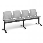 Santana perforated back plastic seating - bench 4 wide with 4 seats - grey SPB-B4-G