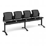 Santana perforated back plastic seating - bench 4 wide with 4 seats - black SPB-B4-K