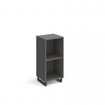 Sparta cube storage unit 950mm high with 2 open boxes and charcoal A-frame legs - grey