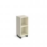 Sparta cube storage unit 950mm high with 2 open boxes and charcoal A-frame legs - white