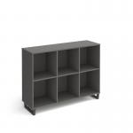 Sparta cube storage unit 950mm high with 6 open boxes and charcoal A-frame legs - grey